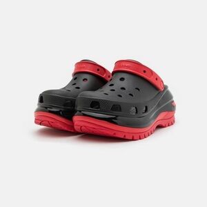 iCROCS MEGA CRUSH BLACK/RED CLOGS. WOMEN'S SIZE 9